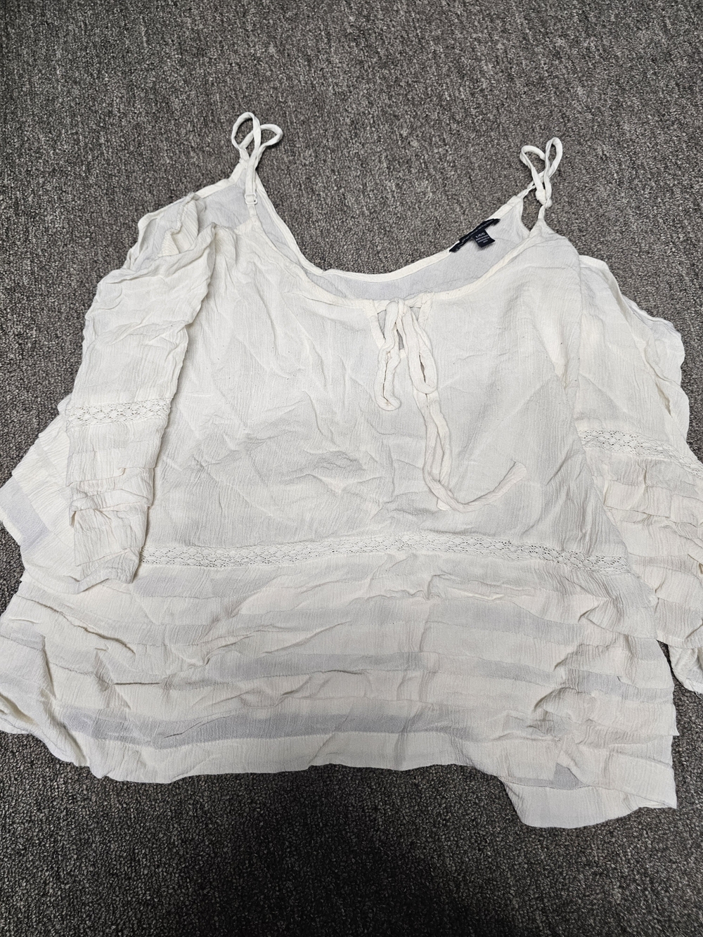 American Eagle Outfitters Cream Cold-Shoulder Tie-Front Camisole
